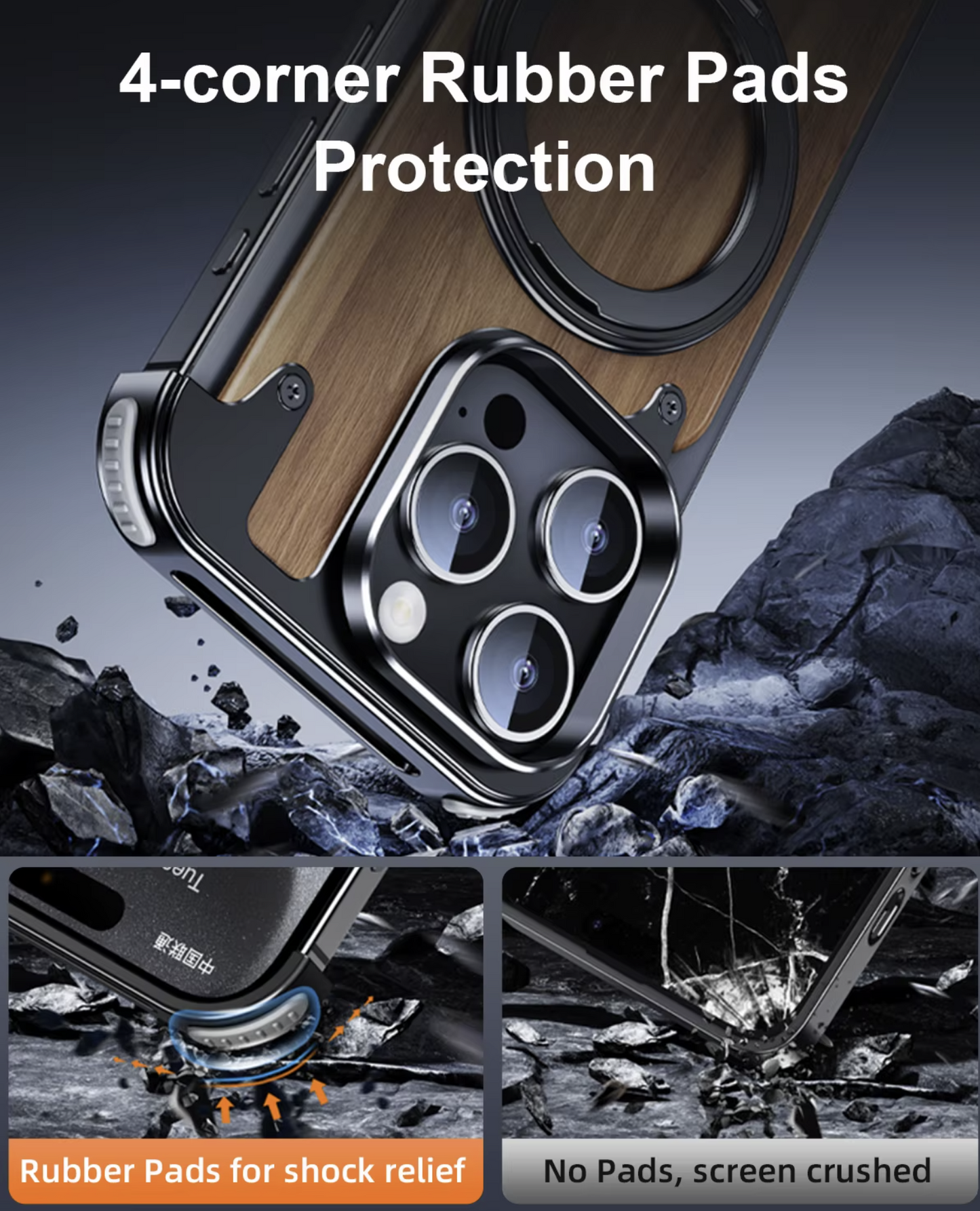 Durable Elegant Wooden Metal iPhone Case