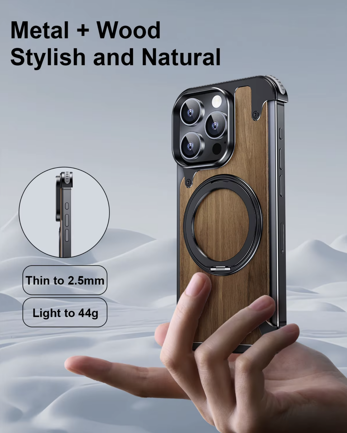 Durable Elegant Wooden Metal iPhone Case