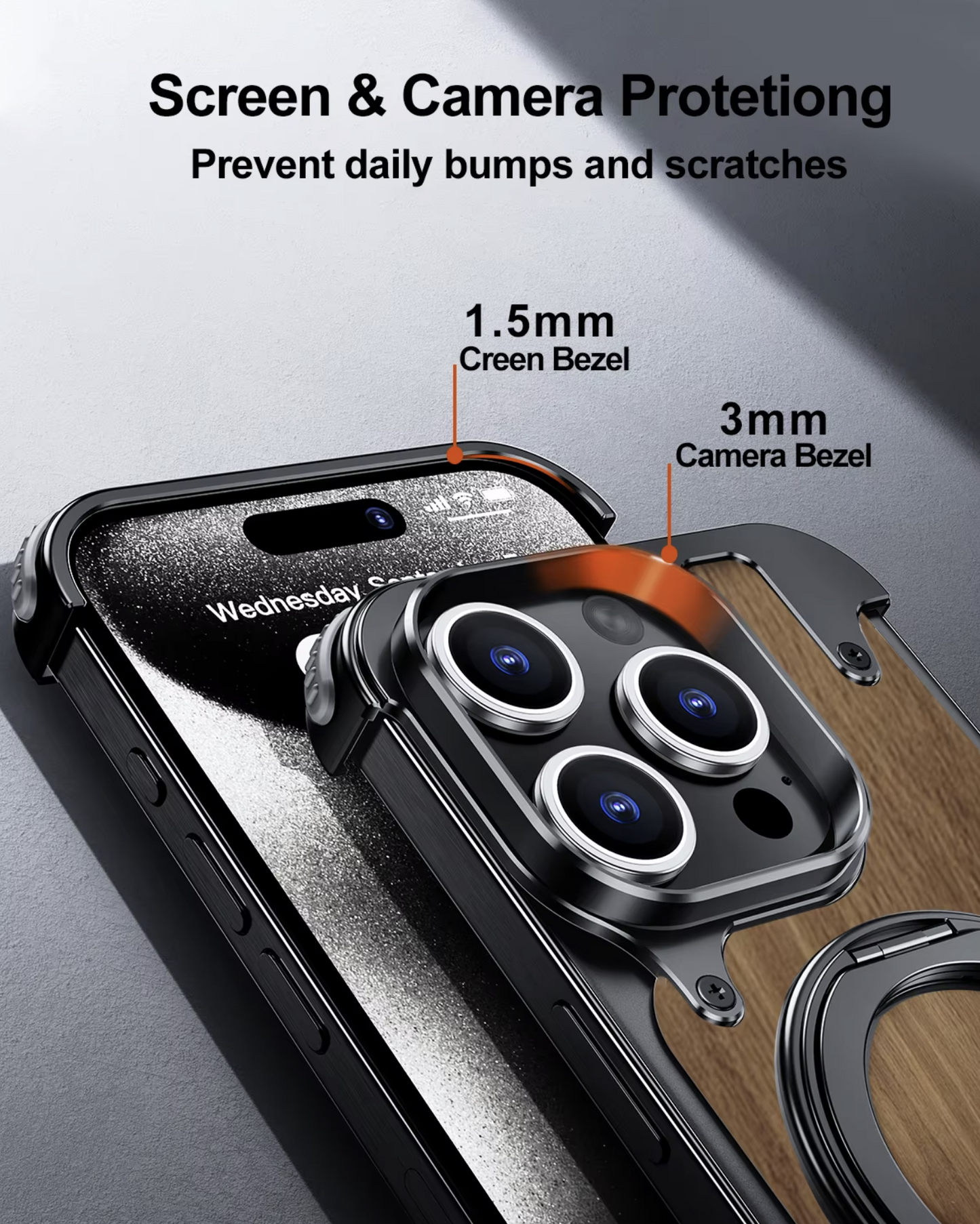 Durable Elegant Wooden Metal iPhone Case
