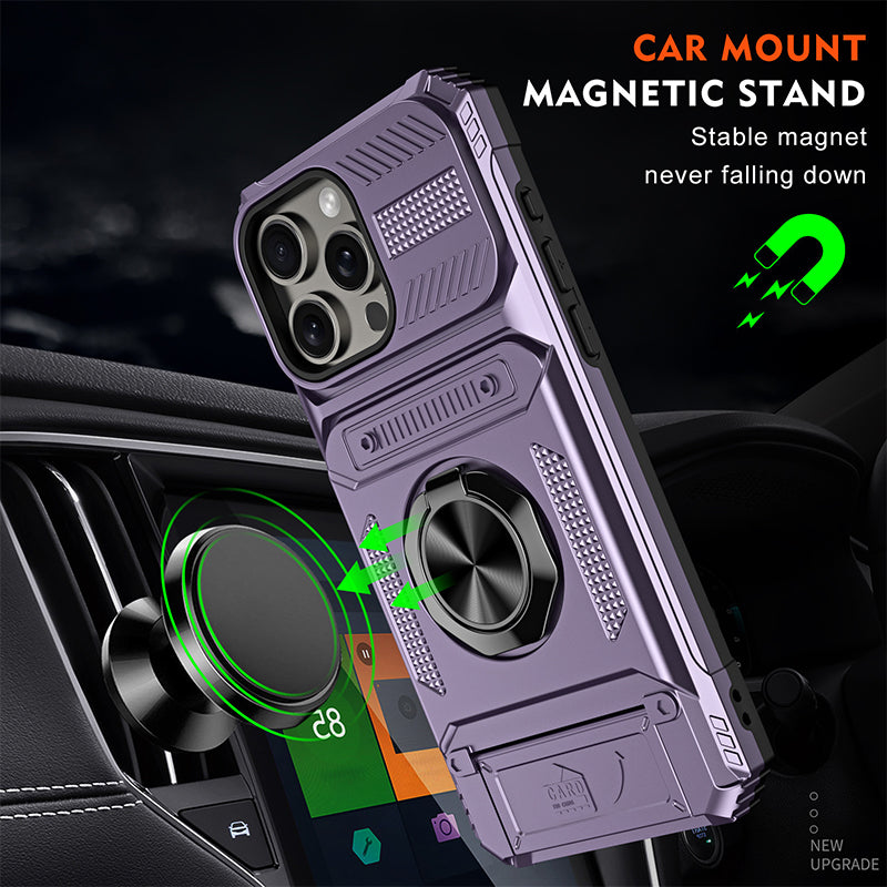 Magnetic iPhone Case with Card Holder & Kickstand