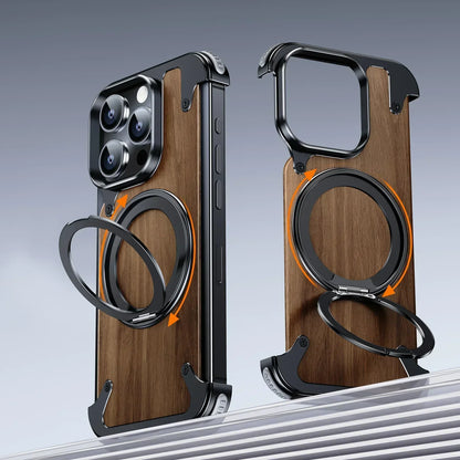Durable Elegant Wooden Metal iPhone Case