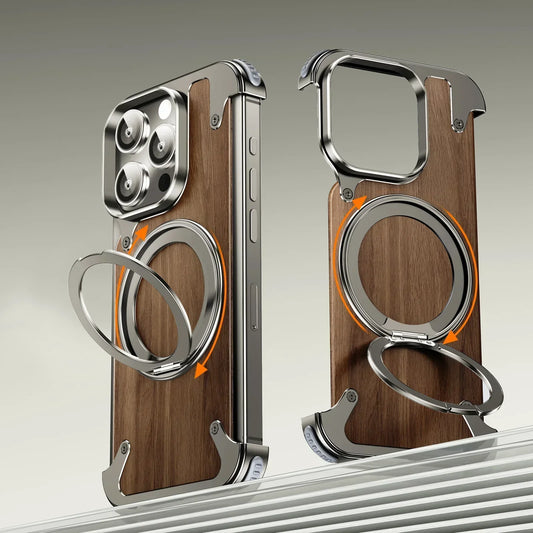 Durable Elegant Wooden Metal iPhone Case