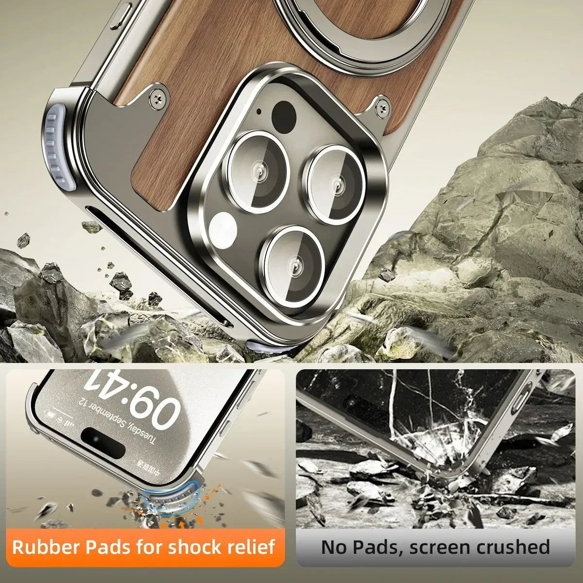 Durable Elegant Wooden Metal iPhone Case