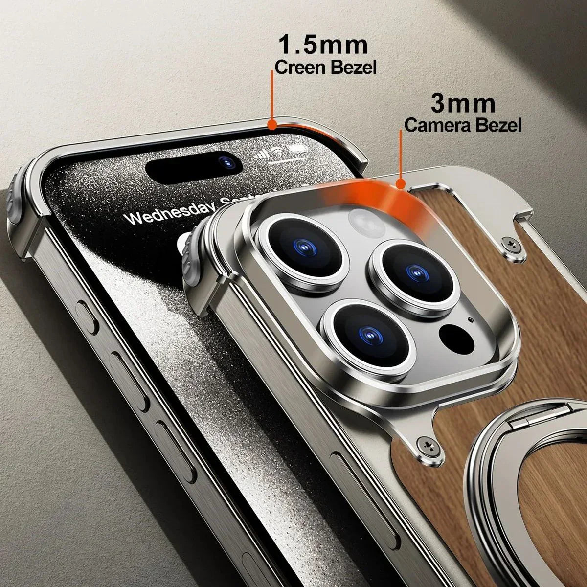 Durable Elegant Wooden Metal iPhone Case