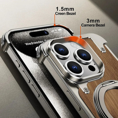 Durable Elegant Wooden Metal iPhone Case