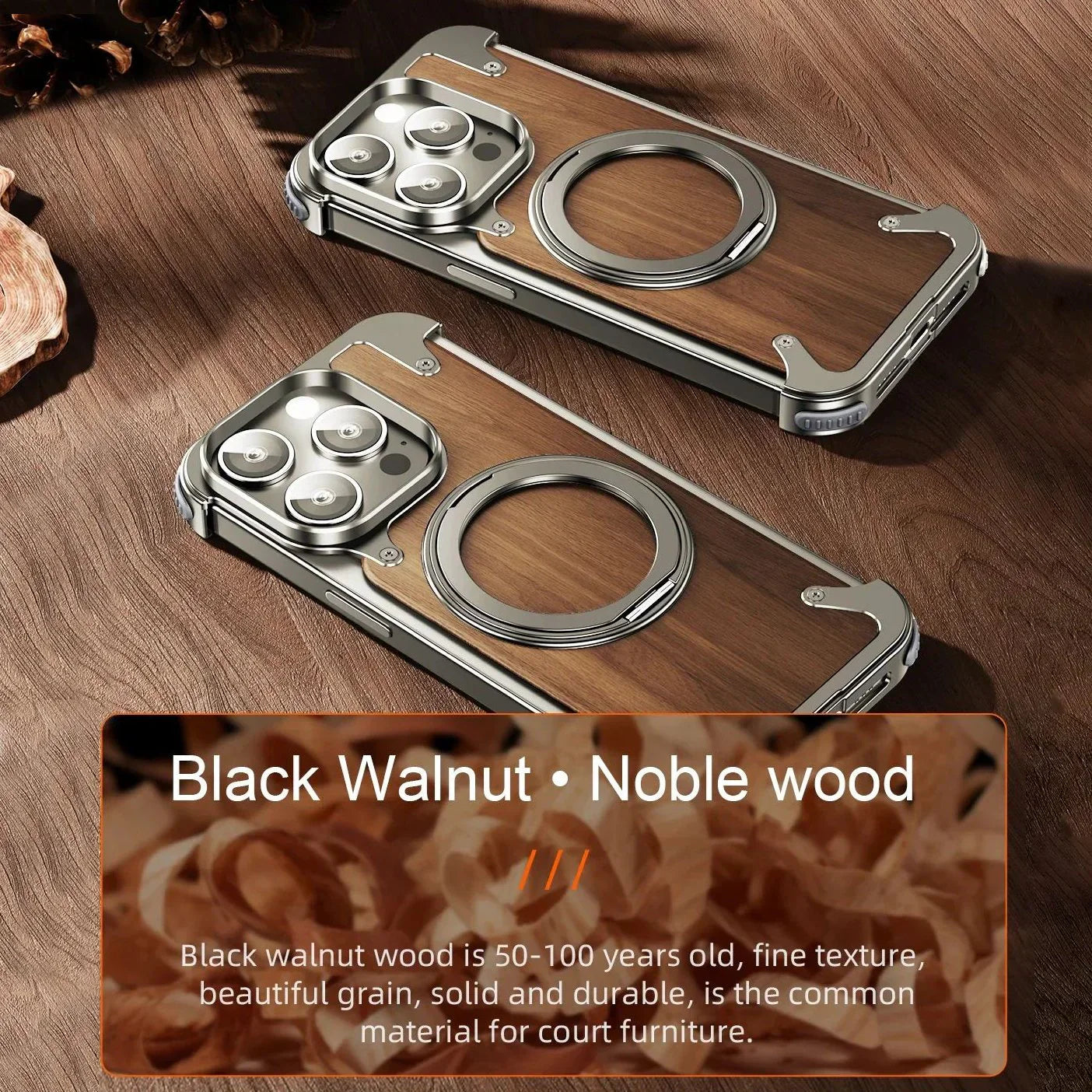 Durable Elegant Wooden Metal iPhone Case