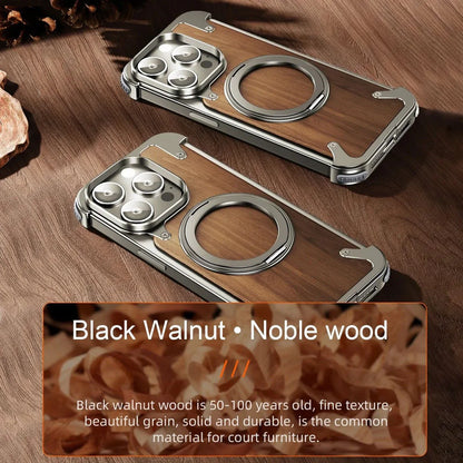 Durable Elegant Wooden Metal iPhone Case