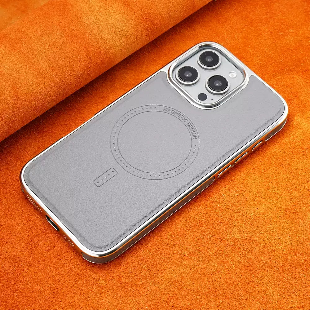 Luxury MagSafe Magnetic Leather Case with Enhanced Grip for iPhone