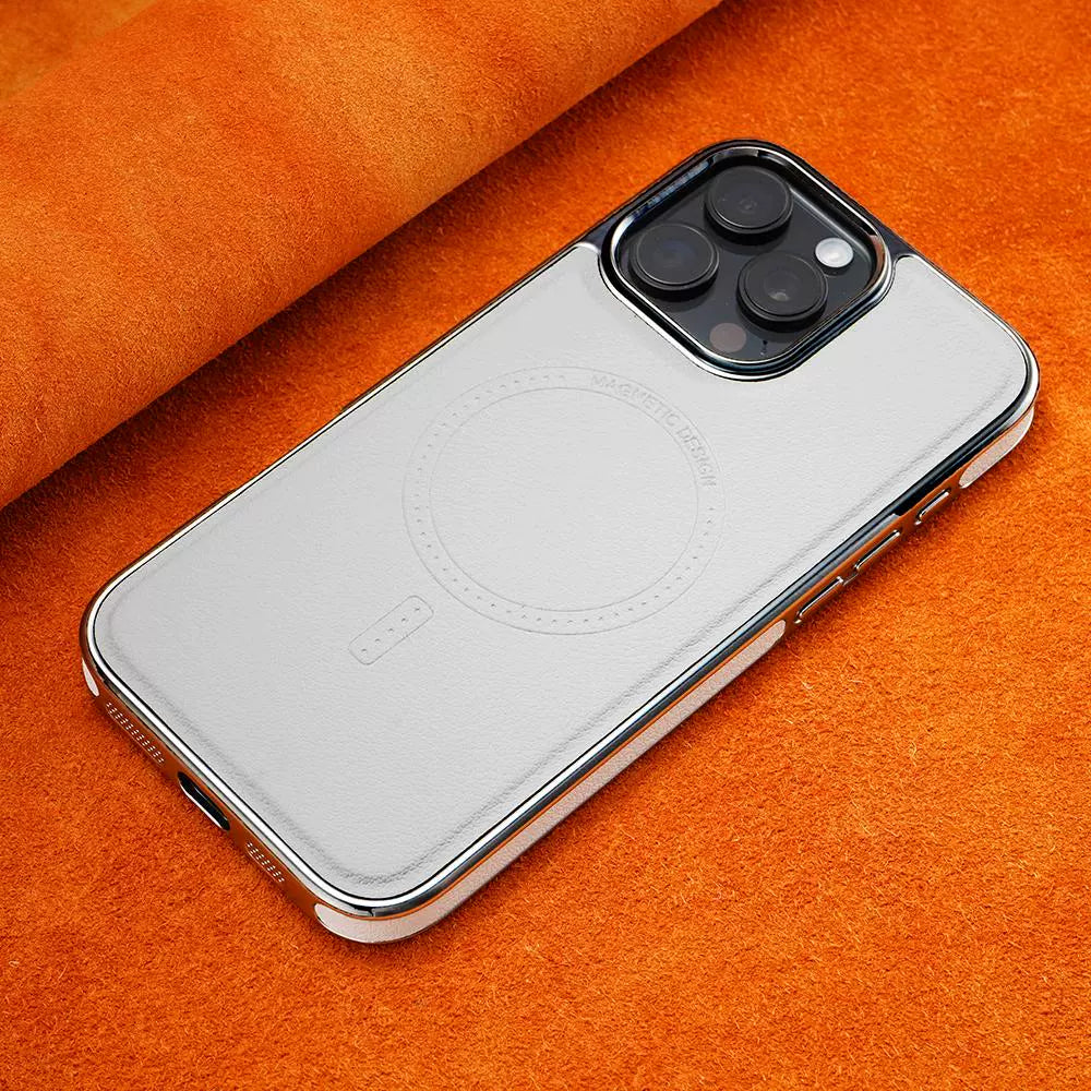 Luxury MagSafe Magnetic Leather Case with Enhanced Grip for iPhone