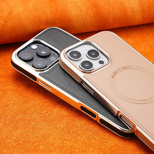Luxury MagSafe Magnetic Leather Case with Enhanced Grip for iPhone