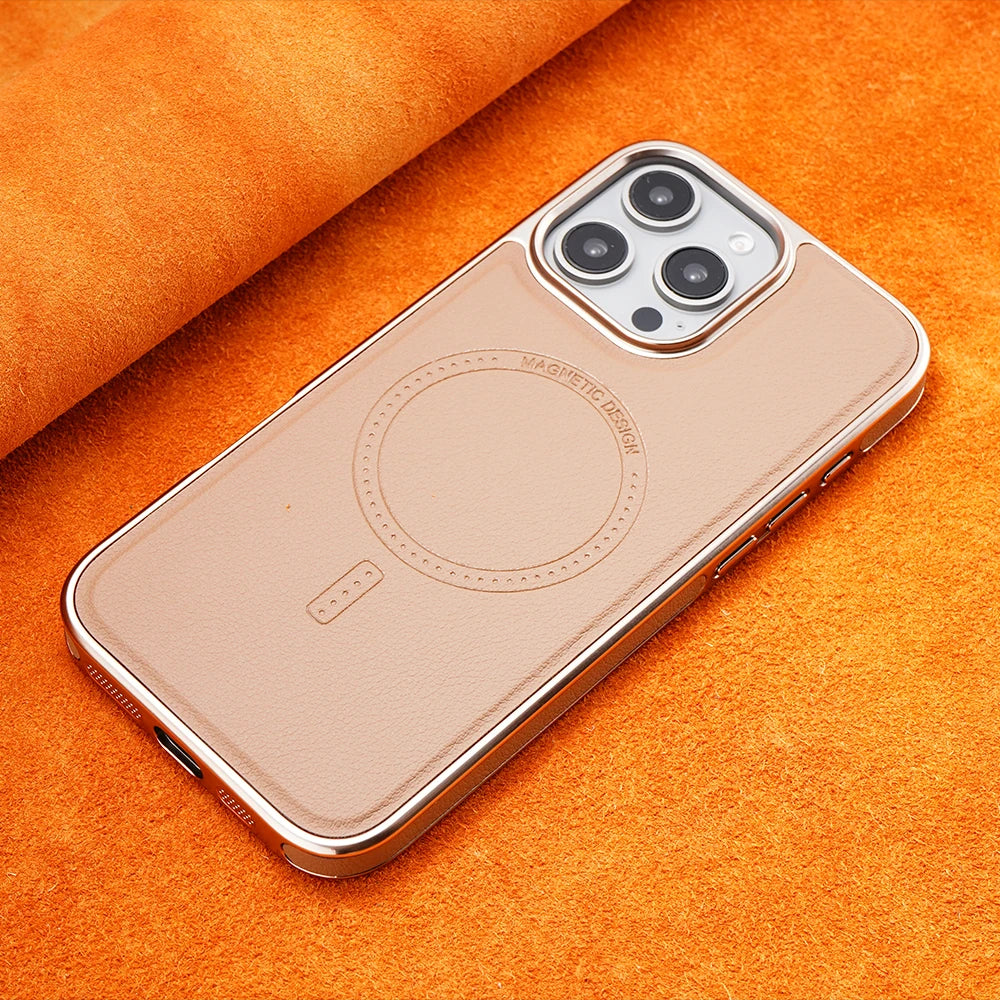 Luxury MagSafe Magnetic Leather Case with Enhanced Grip for iPhone