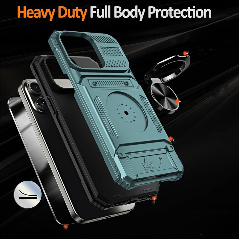 Magnetic iPhone Case with Card Holder & Kickstand